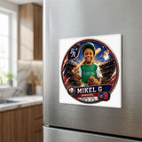 Custom Baseball Magnet (3" × 3") — Personalized Player Art on a Fridge Magnet