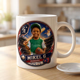 Custom Baseball Mug (11oz) — Personalized Player Art Wrapped Around a Ceramic Coffee Mug