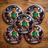 Custom Baseball Pin Buttons 5-Pack (2.25") — Personalized Player Art for the Whole Family
